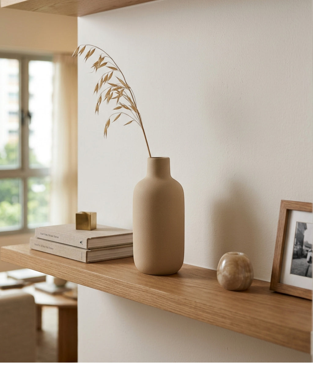 Blnxg Matte Ceramic Bud Vase Sand Beige 7 in