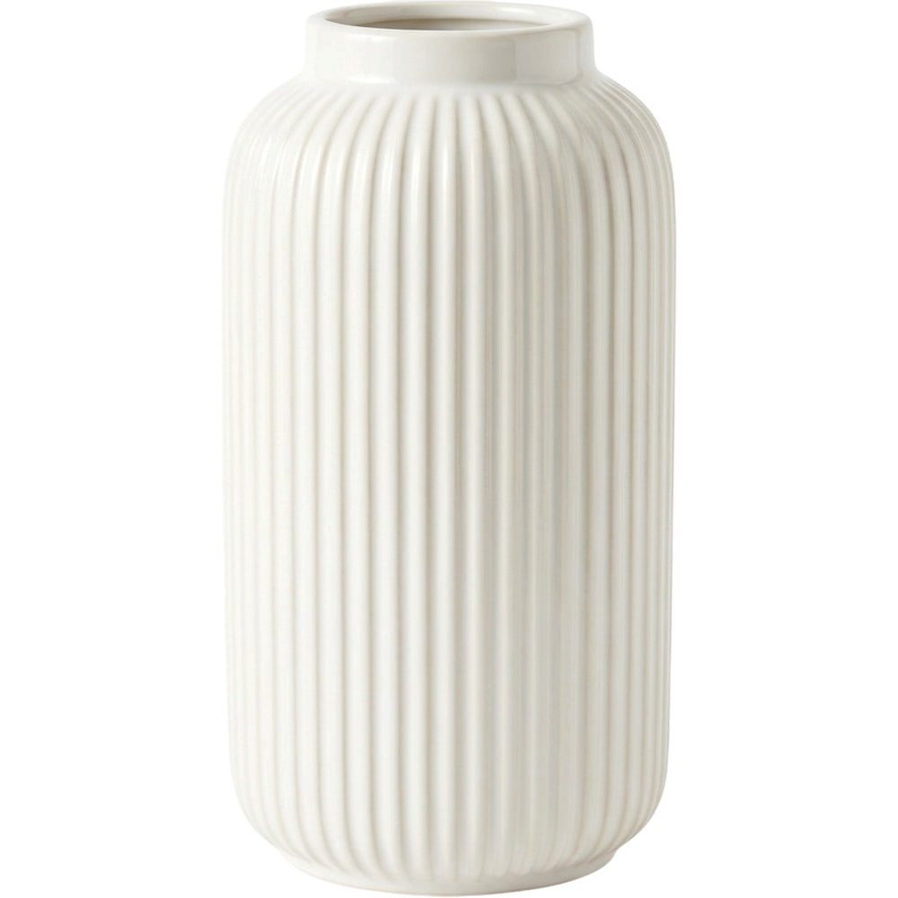 Blnxg Ribbed Ceramic Vase Warm White 10 in