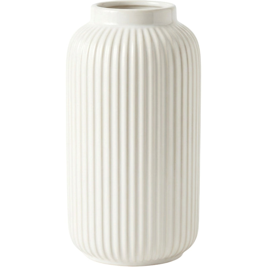 Blnxg Ribbed Ceramic Vase Warm White 10 in