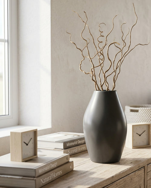 Blnxg Sculpted Ceramic Vase Charcoal Gray 9 in