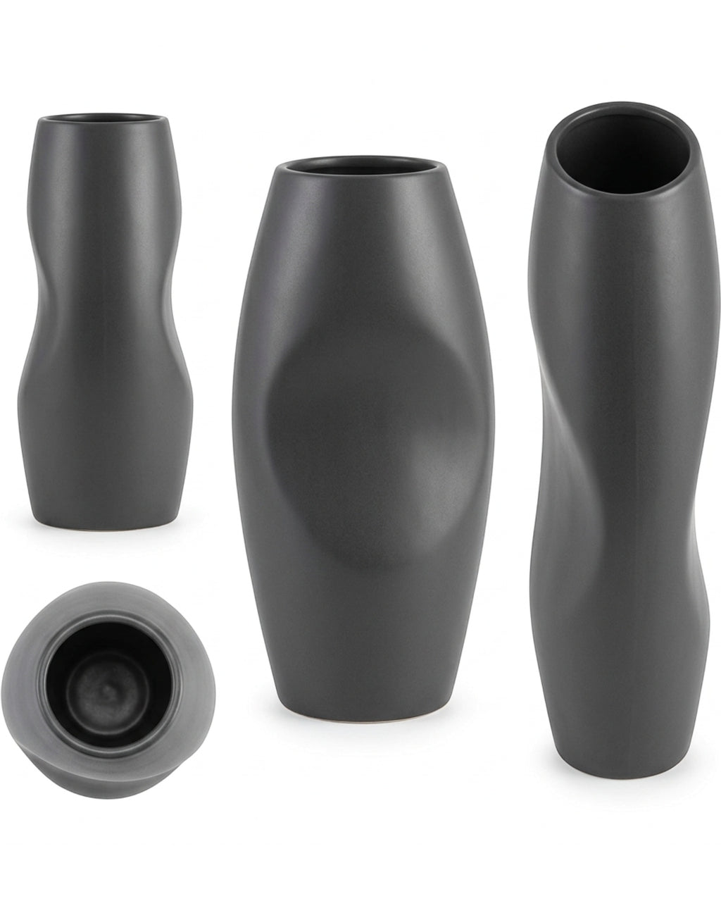 Blnxg Sculpted Ceramic Vase Charcoal Gray 9 in